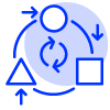Icono de formas geométricas en transformación